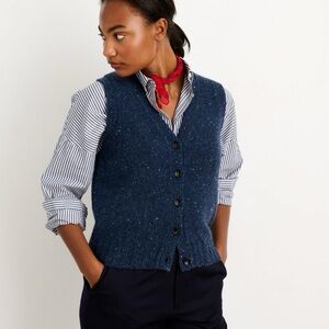 Alex Mill Francis Cardigan Vest in Donegal Navy